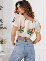 Clobug Women White Short Sleeve Top