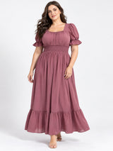 Women’s Polyester Plus Size Pink Flare Maxi Dress