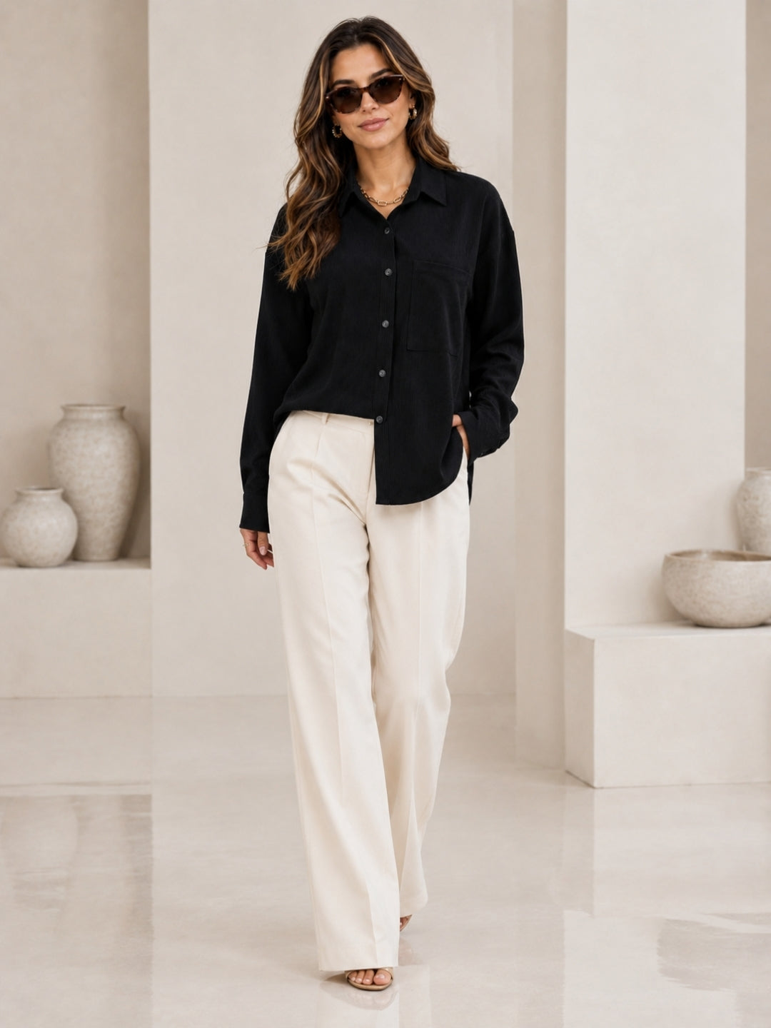 Clobug Textured Shirt With Full Sleeve & Point Collar