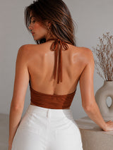 Clobug Women Halter Crop Top