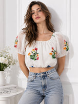Clobug Women White Short Sleeve Top