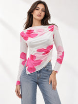 Clobug Women Cowl Neck Floral Top