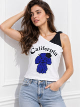 Clobug Women's Printed V-Neck Top