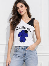 Clobug Women's Printed V-Neck Top