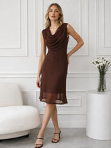 Women's Sleeveless Cowl Neck Mesh Dress