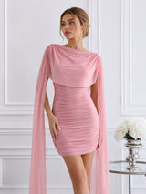 Clobug Women Pink Mesh Mini Dress