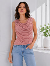 Clobug Women Pink Bow Mesh Top