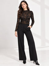 Clobug Women Black Floral Print Top