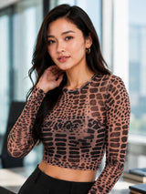 Clobug Women’s Animal Print Full Sleeve Crop Top