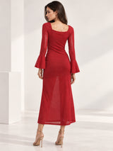 Clobug Women's Shimmer Red Strappy Maxi Dress