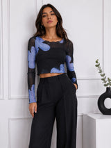 Women Mesh Floral Top