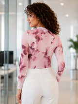 Clobug Women Pink Full Sleeve Mesh Top