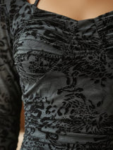 Clobug Women Printed Full Sleeve Bodycon Dress