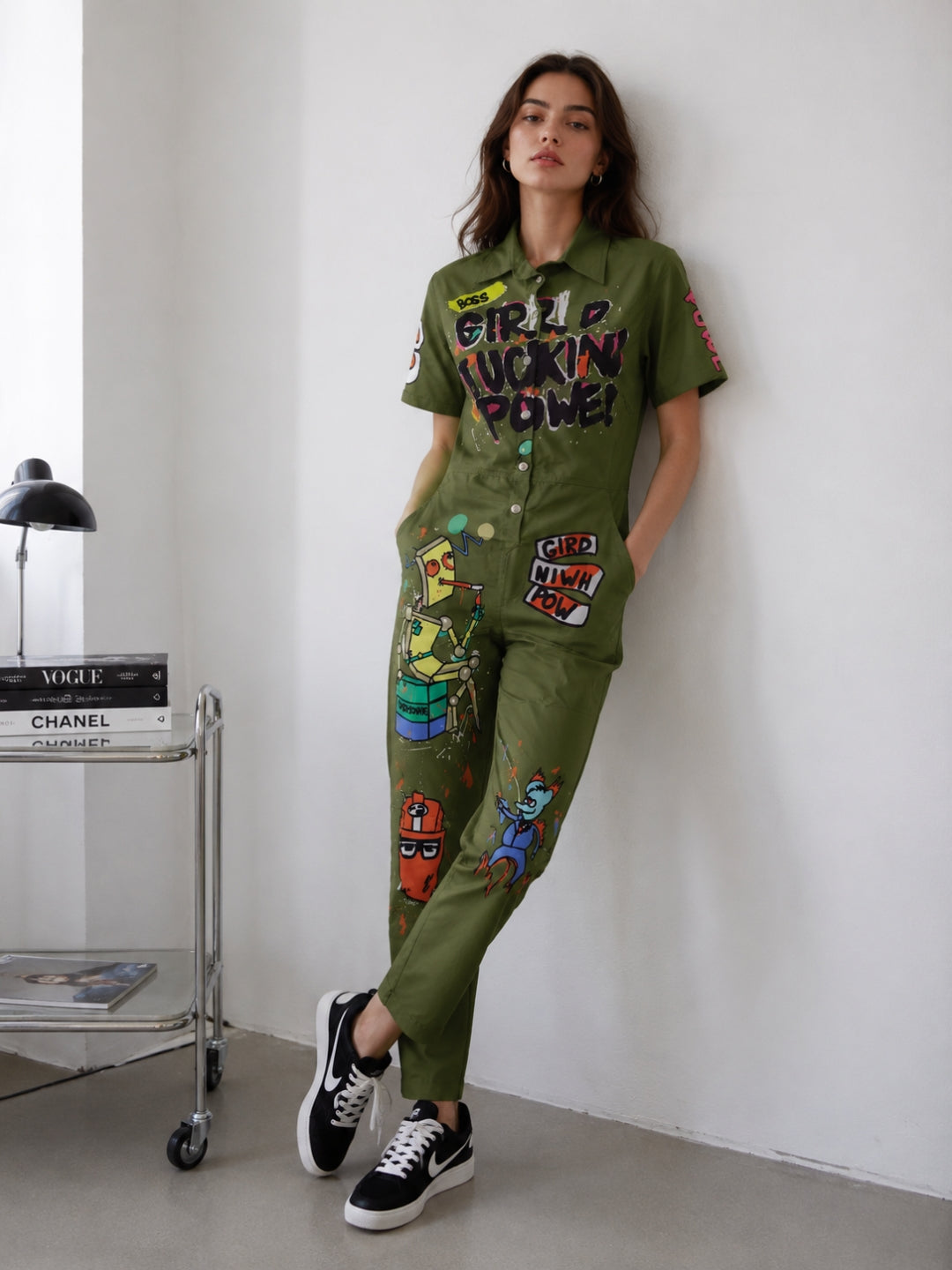 Clobug Women Printed Green Jumpsuit