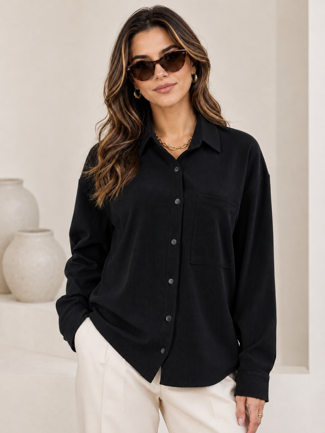 Clobug Textured Shirt With Full Sleeve & Point Collar