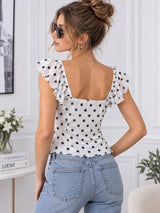 Clobug Women Polka Print White Top