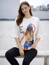 Clobug Women Never Stop Dreaming Multi Oversized T-Shirt