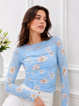 Clobug Women Floral Print Net Top