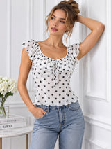 Clobug Women Polka Print White Top