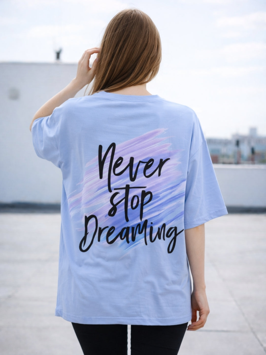 Clobug Women Never Stop Dreaming Multi Oversized T-Shirt