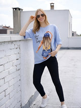 Clobug Women Never Stop Dreaming Multi Oversized T-Shirt
