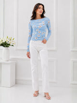 Clobug Women Floral Print Net Top