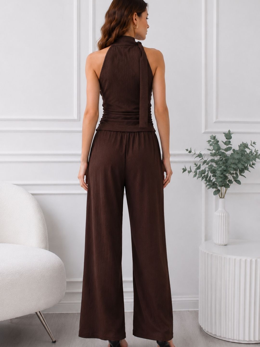 Women's Brown Top And Pant Co-ord Set