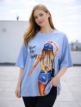 Clobug Women Never Stop Dreaming Multi Oversized T-Shirt