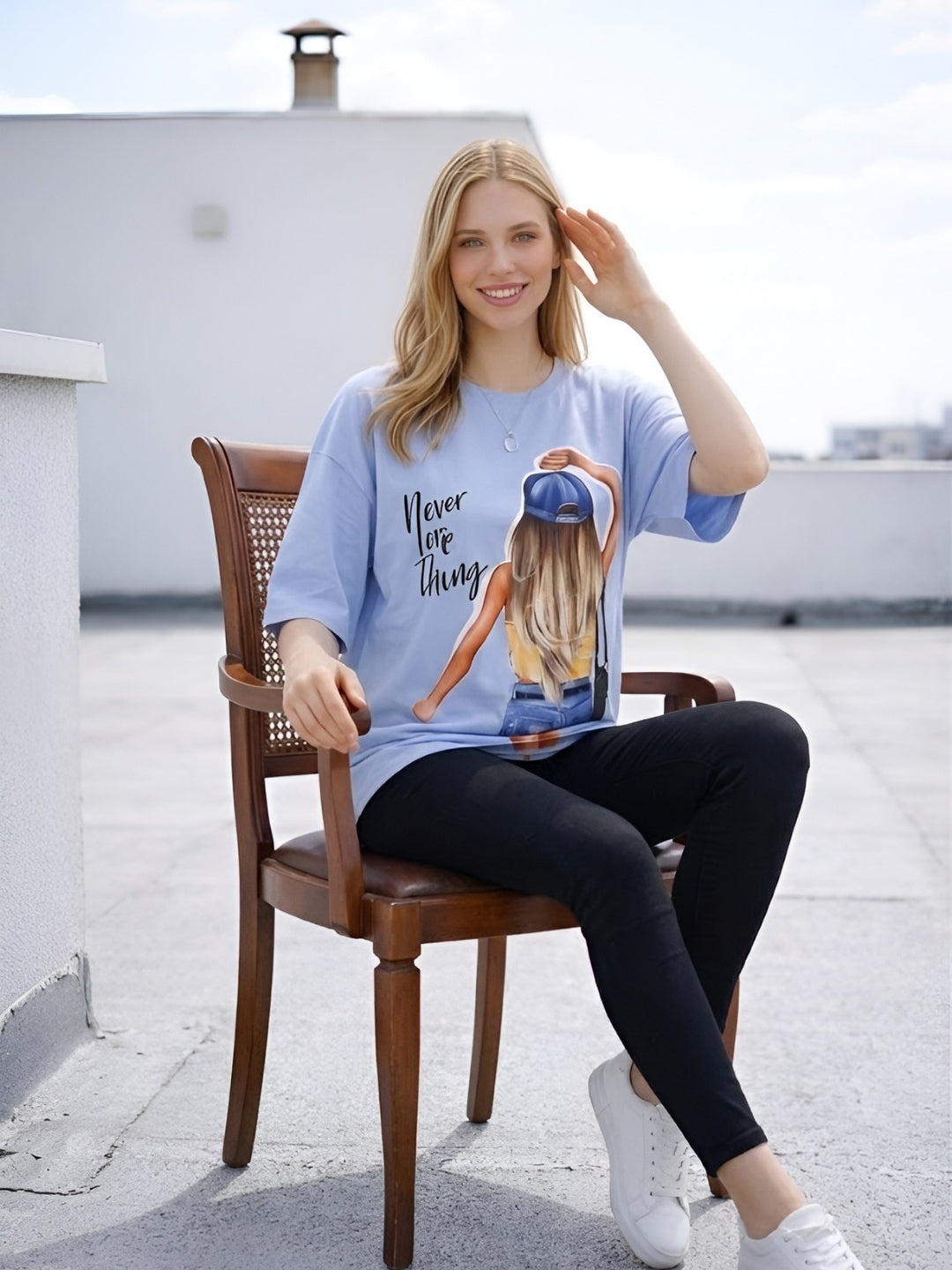 Clobug Women Never Stop Dreaming Multi Oversized T-Shirt