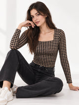 Clobug Women Check Printed Top