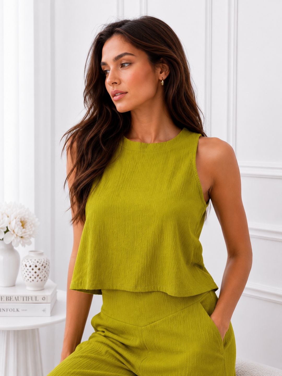 Women's Green Halter Neck Co-Ord Set