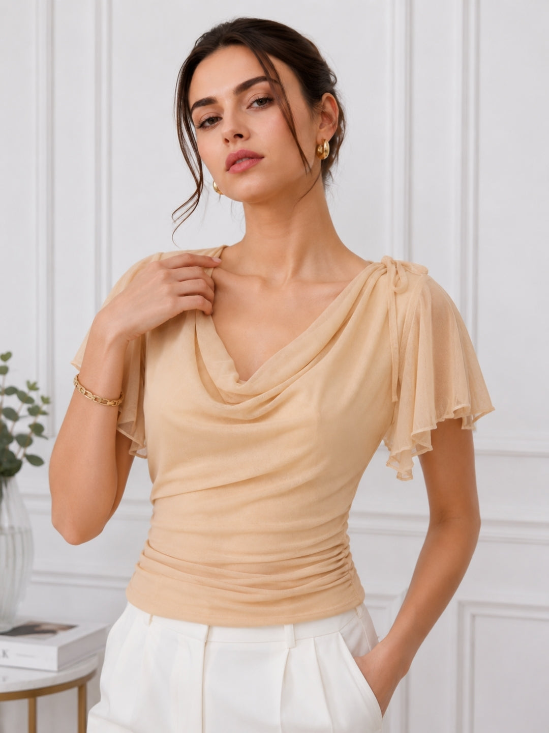 Clobug Women Cowl Neck Top