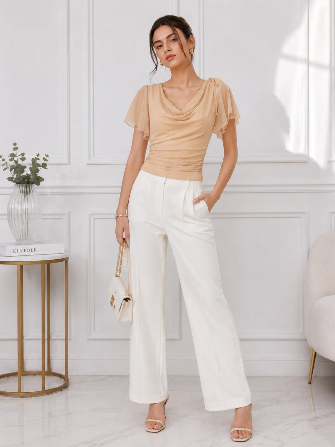 Clobug Women Cowl Neck Top