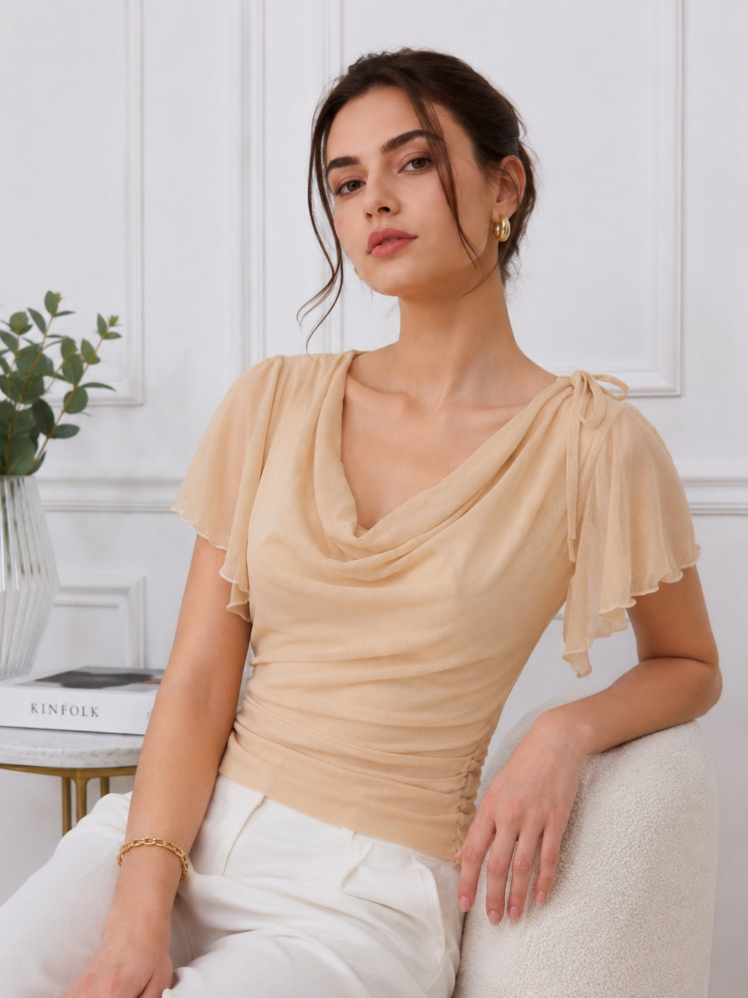 Clobug Women Cowl Neck Top