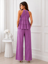 Women's Purple Halter Neck Co-Ord Set