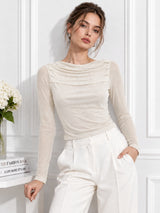 Clobug Women Pink Full Sleeve Mesh Top