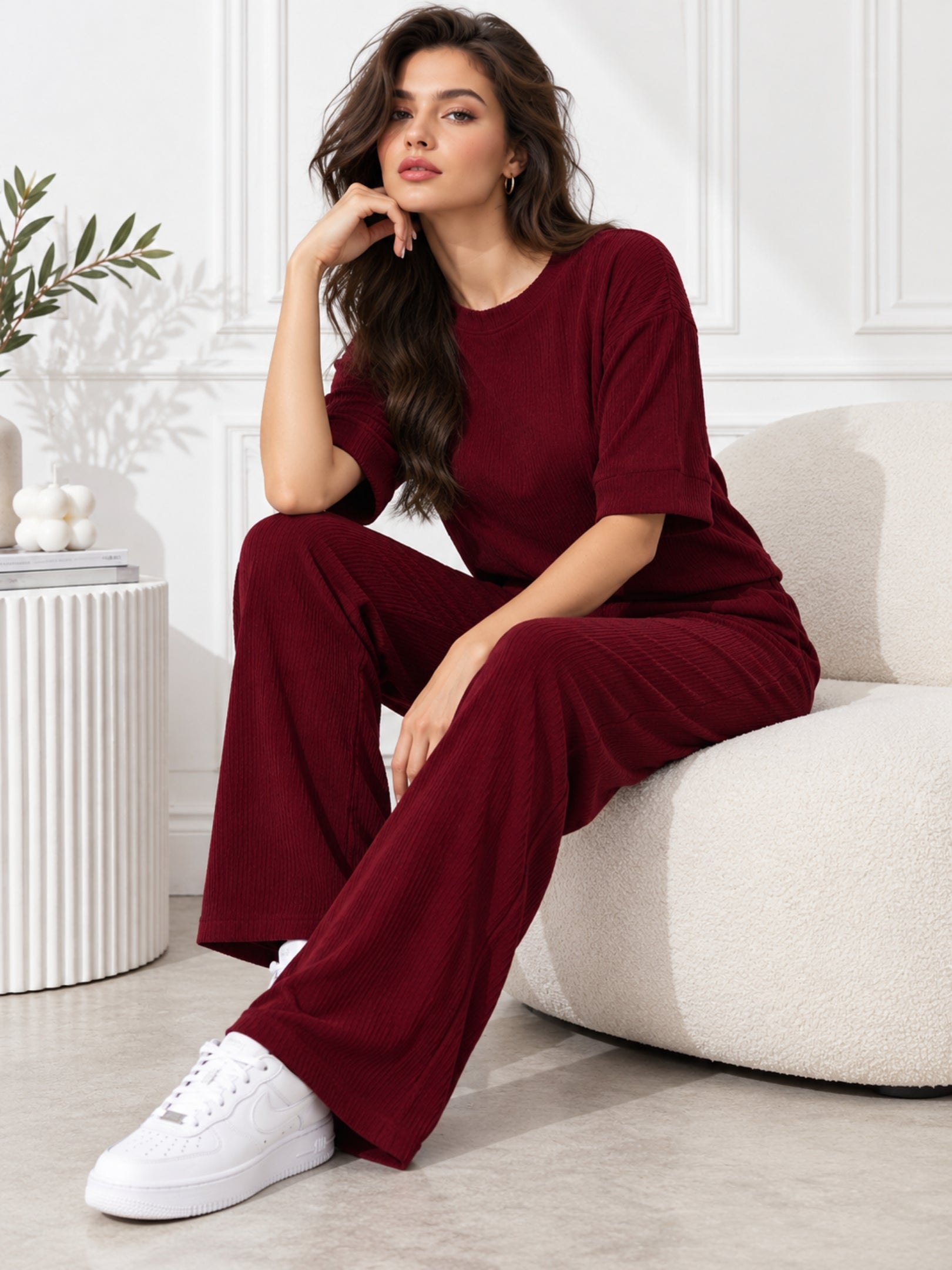 Clobug Crinkle co ord set with Round Neck & Half Sleeve