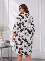 Women's Curve Abstract Print Shirt Dress