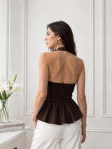 Women's Brown Halter Neck Top