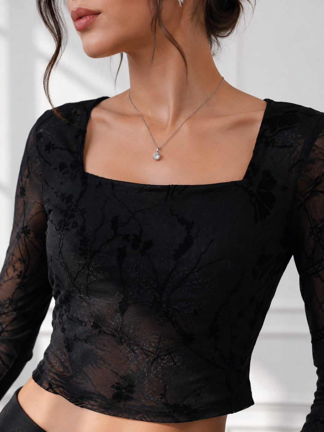 Clobug Women Square Neck Print Top