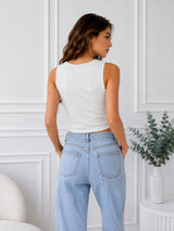 Women's Cotton Blend White Tank Top