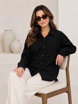 Clobug Textured Shirt With Full Sleeve & Point Collar
