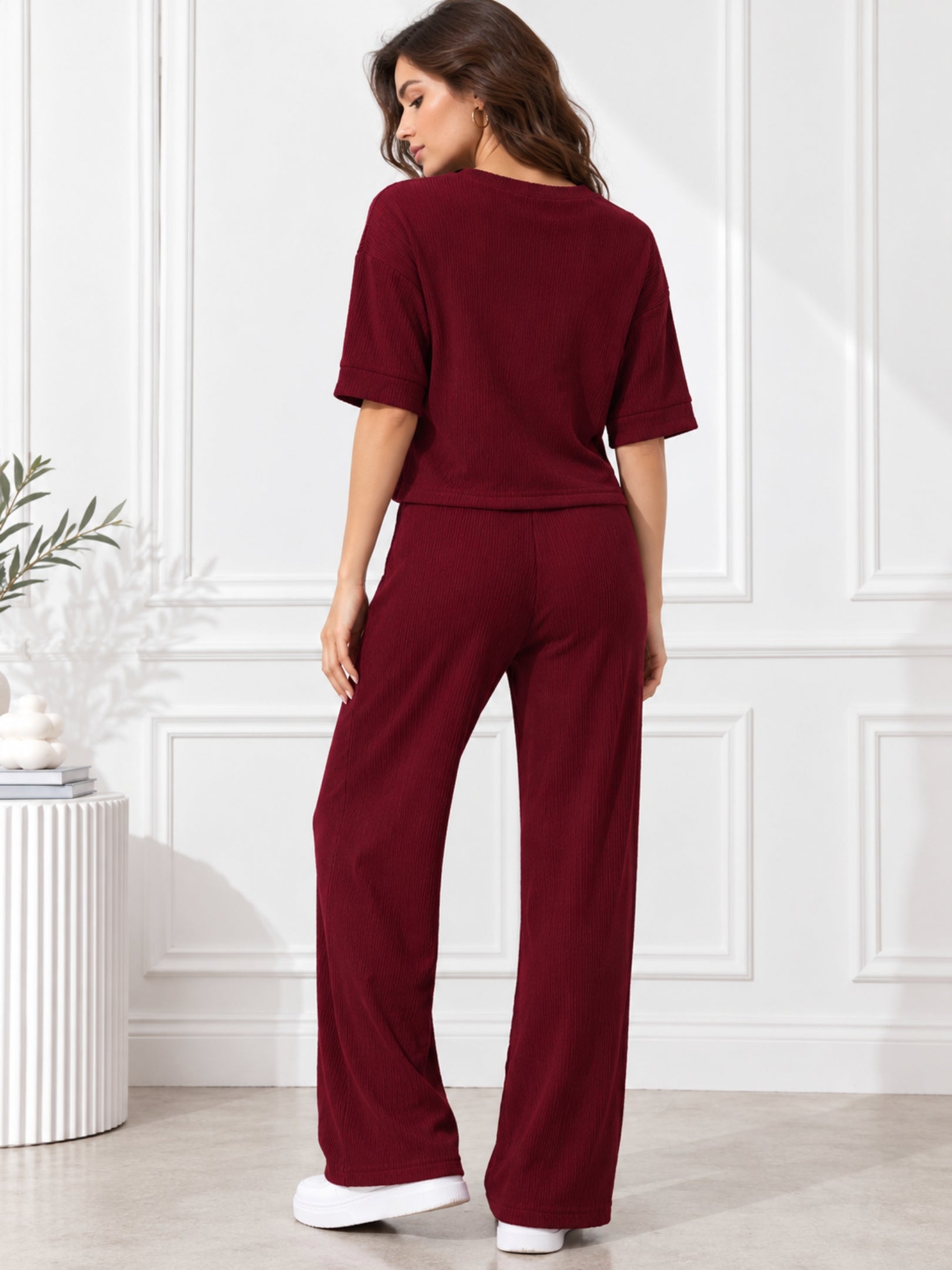 Clobug Crinkle co ord set with Round Neck & Half Sleeve