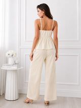 Women's White Sweetheart Neck Co-Ord Set