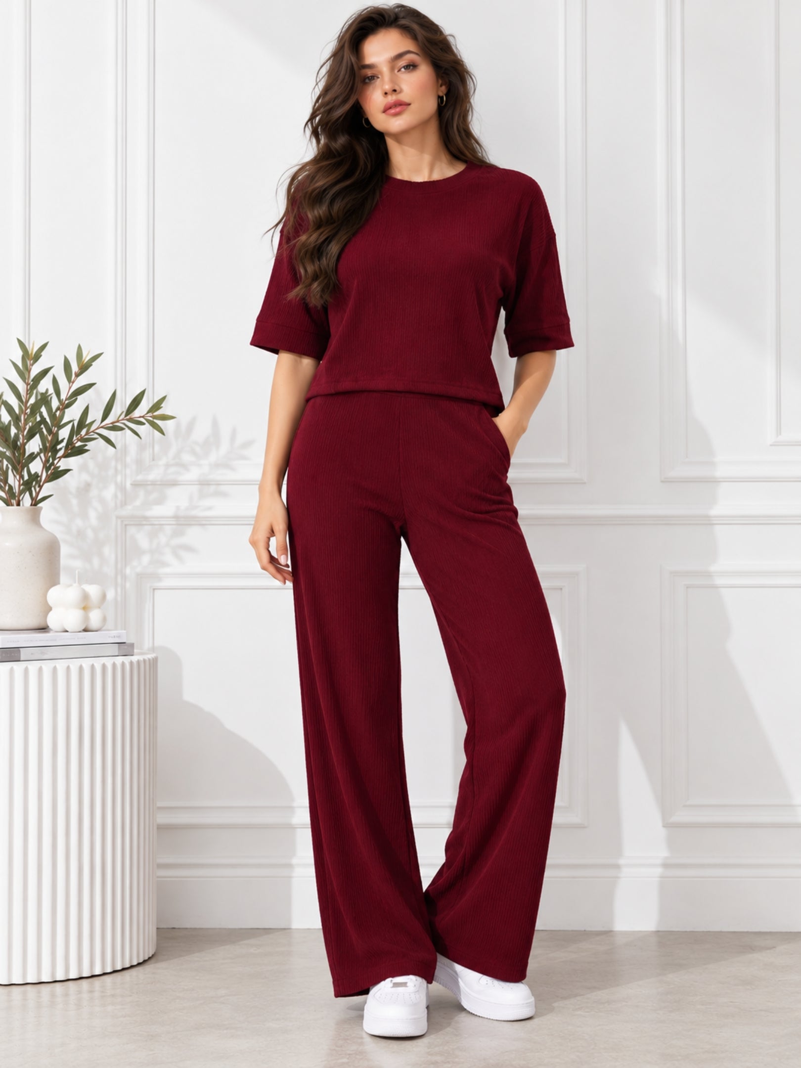Clobug Crinkle co ord set with Round Neck & Half Sleeve