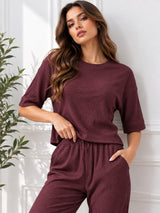 Clobug Crinkle co ord set with Round Neck & Half Sleeve