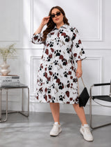 Women's Curve Abstract Print Shirt Dress
