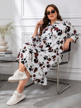 Women's Curve Abstract Print Shirt Dress