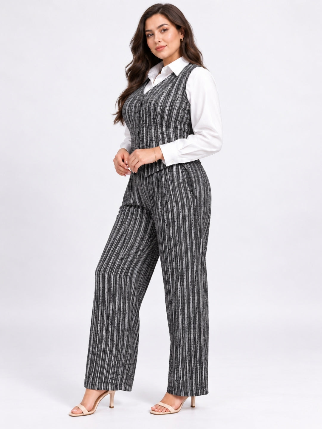 Clobug Women Plus Size 3Pc Poly Cotton Linen Co-ord Set
