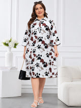 Women's Curve Abstract Print Shirt Dress
